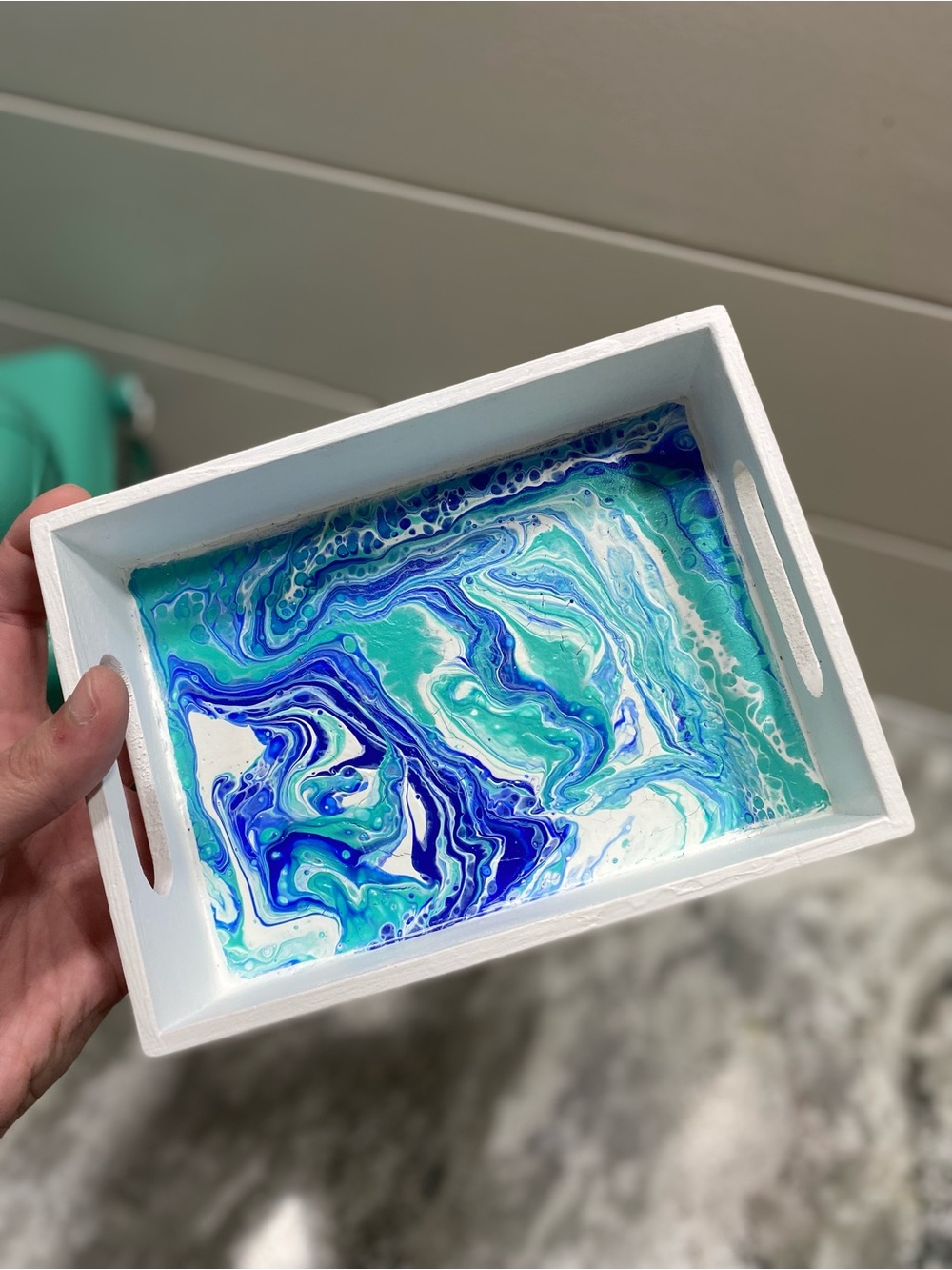 Hand Crafted Blue and Teal Tray